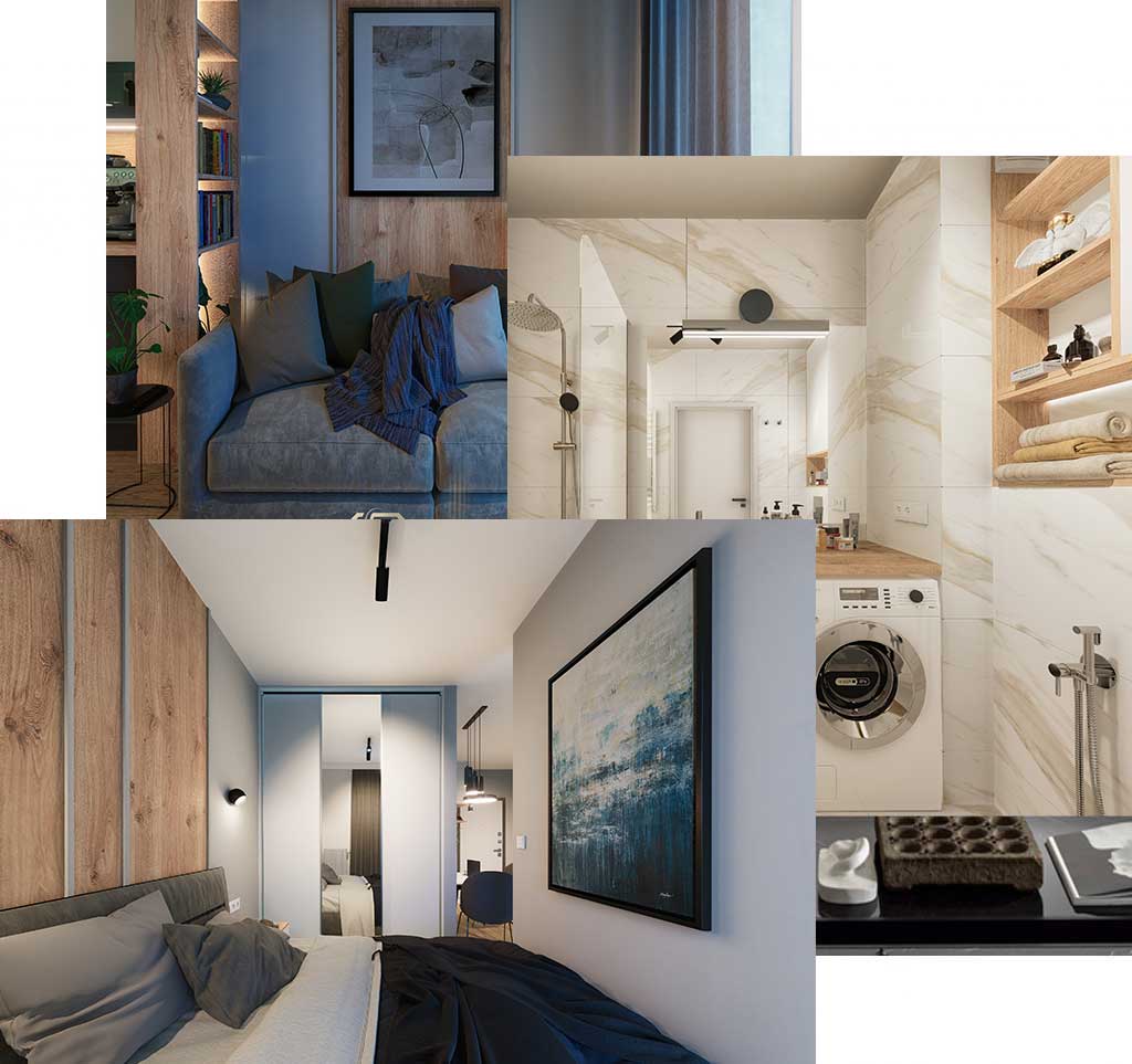 zdjęcia przedstawiające pokoje